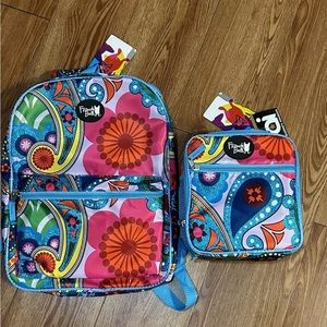 French Bull 16" Multi Colored Bella Set of Backpack and lunch bag New‎ with tags